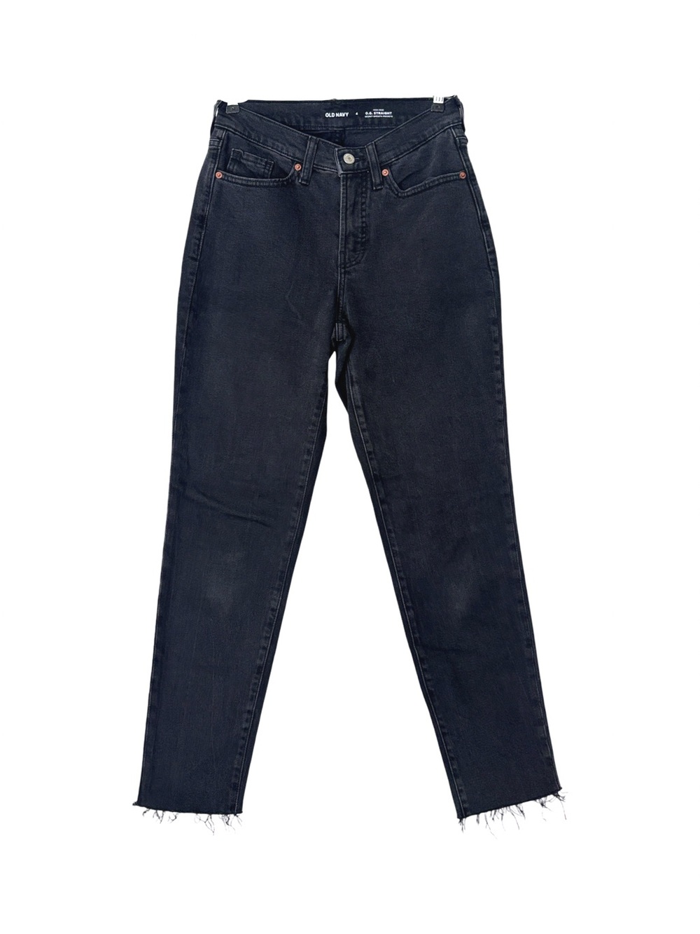 Old Navy High Rise OG Straight Secret-Smooth Pockets in black wash denim jeans